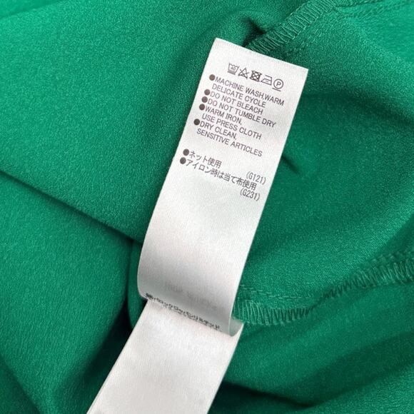 Moussy Green Satin Button-Front Dolman Sleeve Blouse Relaxed Fit One Size - Picture 5 of 7